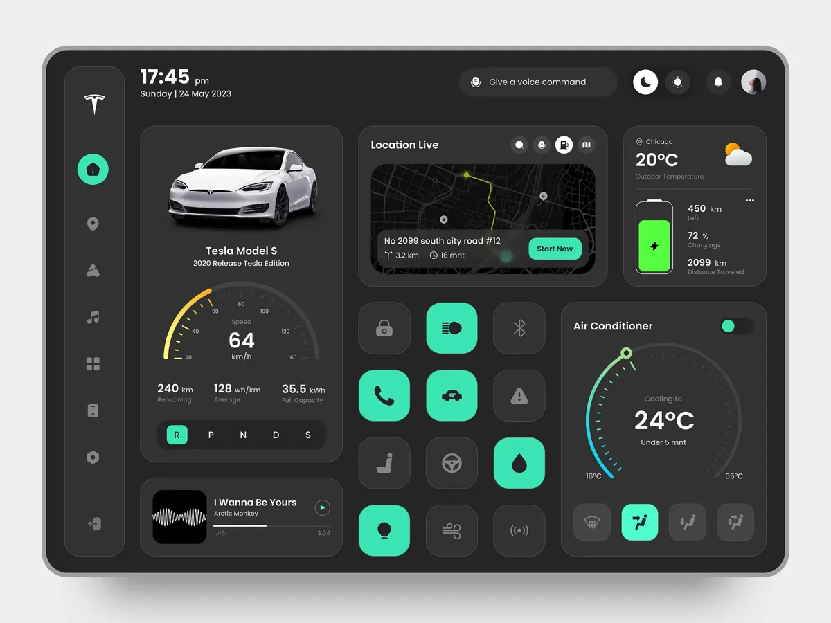 Tesla smart home dashboard