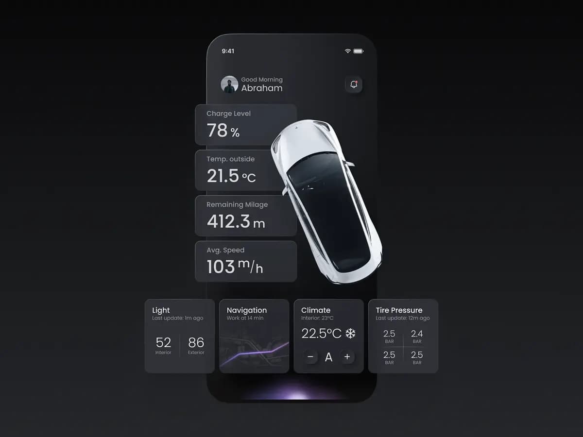 Tesla car app interface